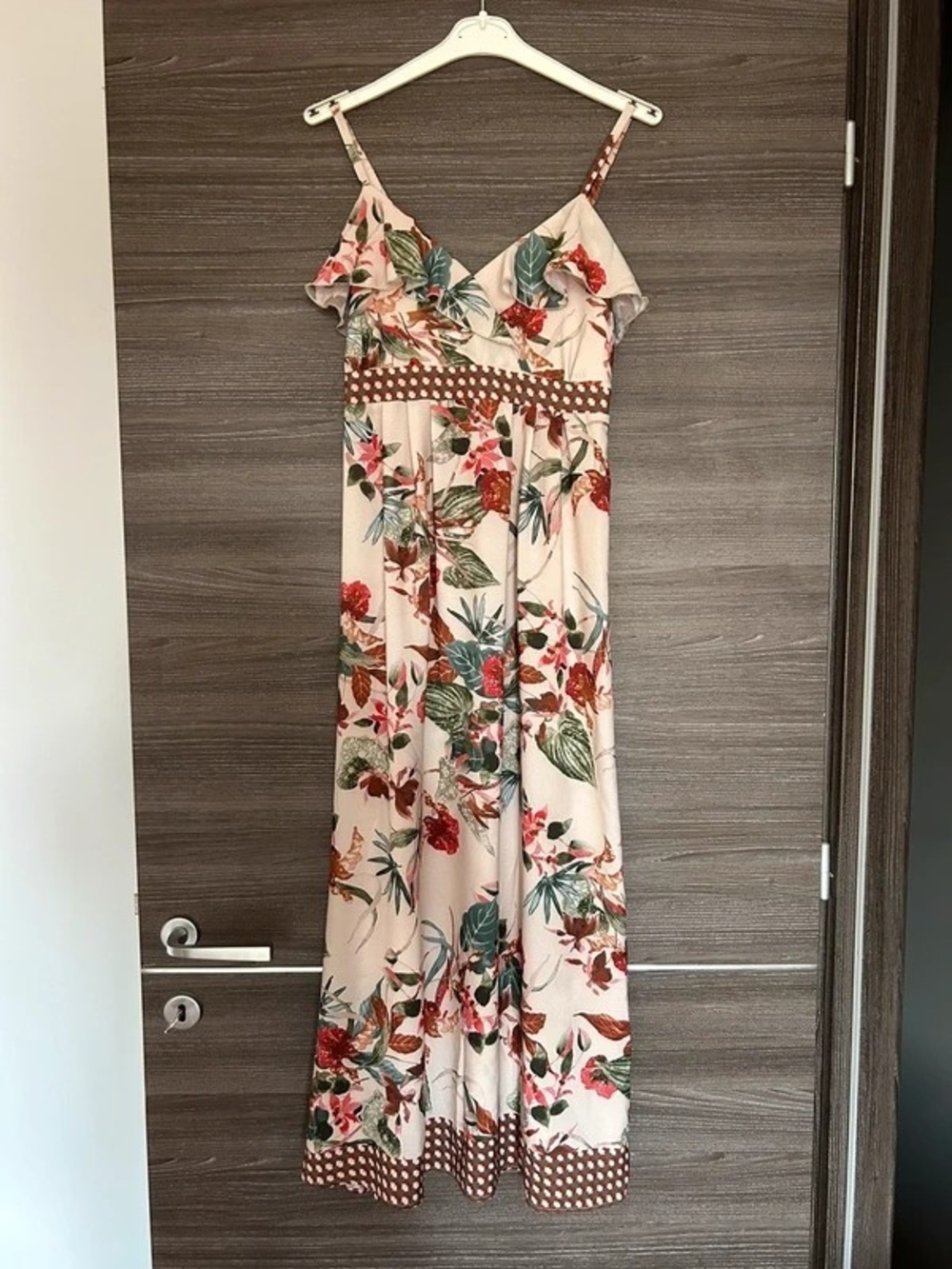 Floral Ruffle Maxi Dress in Blush Pink